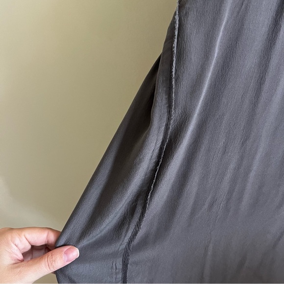 Calypso St. Barth 100% Silk Gray Reverse Seam Fringe Dress Sz‎ M Quiet Luxury - Picture 4 of 10